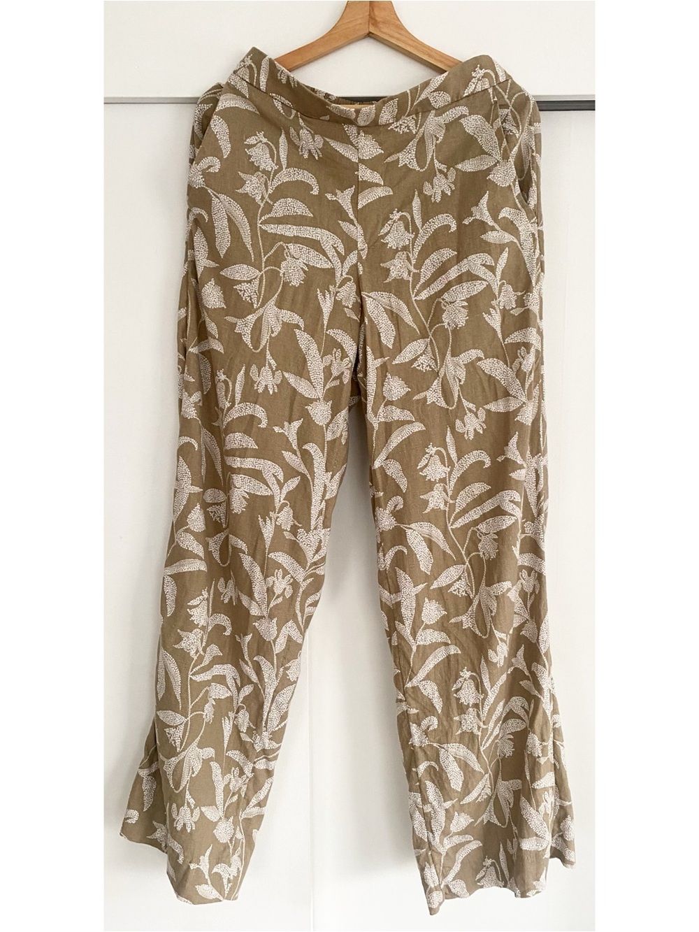 Banana Republic Linen Blend Floral Wide Leg Pants Small Tall Coastal Resort - Picture 4 of 8